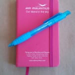 Pad printed pen and notebook for Air Mauritius