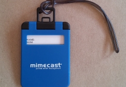 Pad printed luggage tag for Mimecast