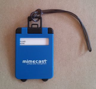 Pad printed luggage tag for Mimecast