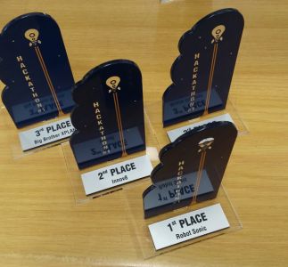 Screen Printed Perspex Trophies With Engraved Rowmark Plaque